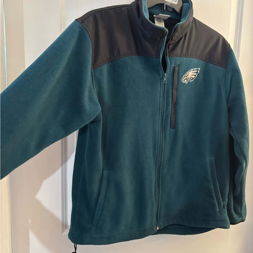 Mens Philadelphia Eagles Teal and Black Fleece Jacket sz Med